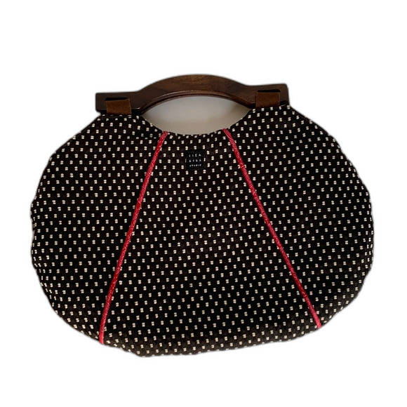 Lisa Lill Studio NWOT Wooden Handle Reversible Silk Handbag - Picture 3 of 6